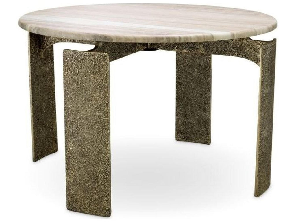 Ethnicraft Dining Table Bodega Round Antique Brass Finish