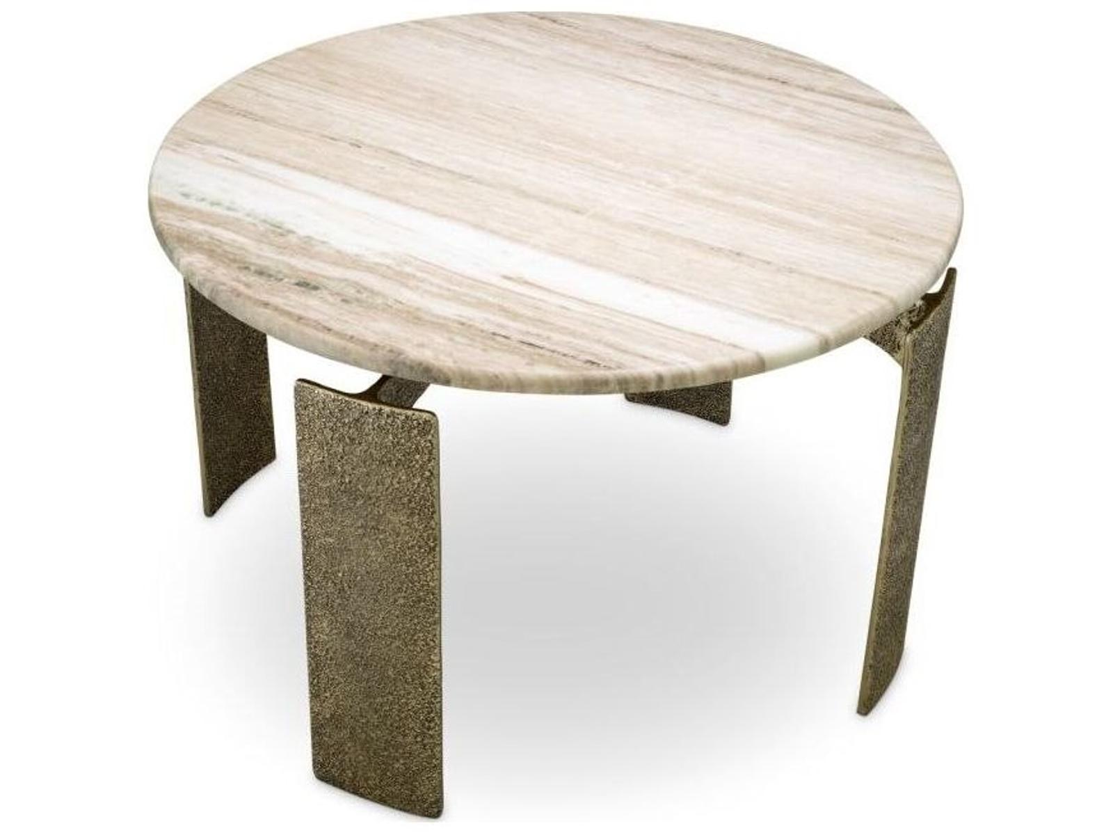 Ethnicraft Dining Table Bodega Round Antique Brass Finish