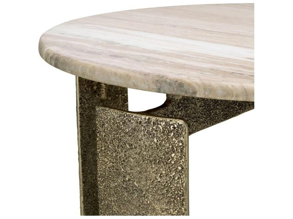 Ethnicraft Dining Table Bodega Round Antique Brass Finish