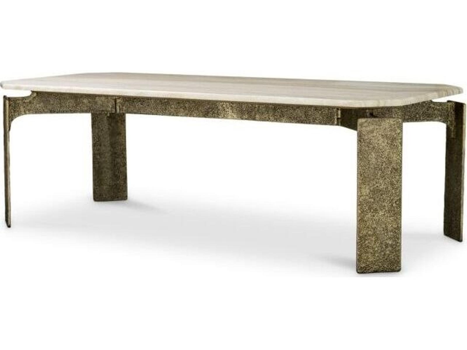 Ethnicraft Dining Table Bodega Rectangular Antique Brass Finish