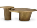 Pierro Set of 2 Round Coffee Tables in Vintage Brass Aluminum