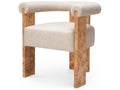 Percy Upholstered Arm Dining Chair in Light Brown Mappa Burl