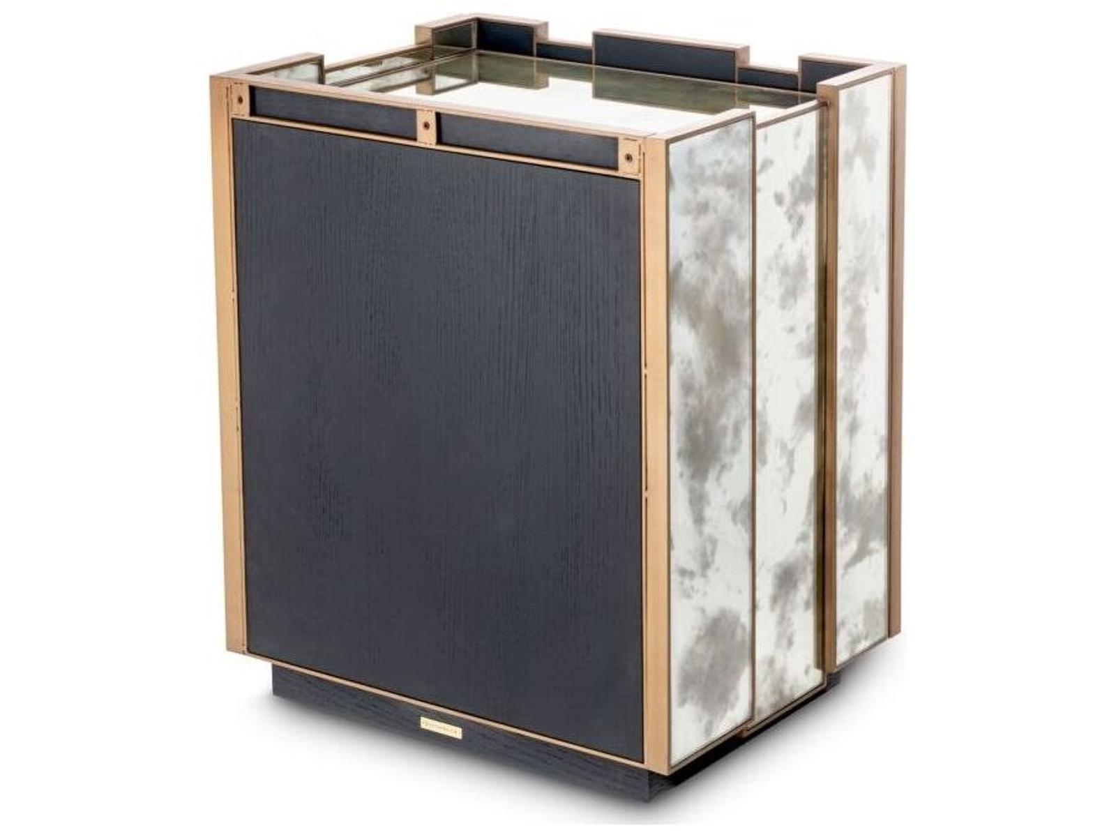 Ethnicraft Nightstand Nottingham Left Antique Mirror Glass Brushed Brass Finish