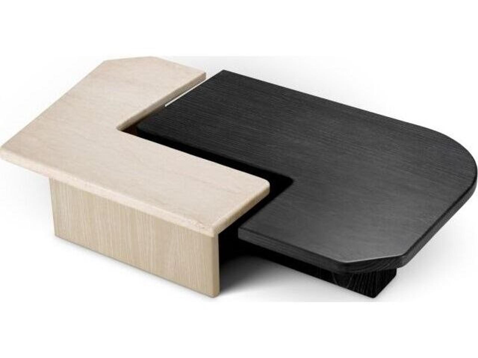 Ethnicraft Coffee Table Yardham Travertine Charcoal Grey Oak Veneer Set Of 2