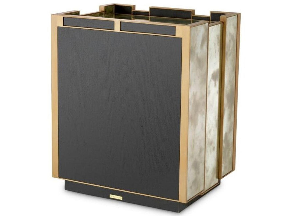 Ethnicraft Nightstand Nottingham Right Antique Mirror Glass Brushed Brass Finish