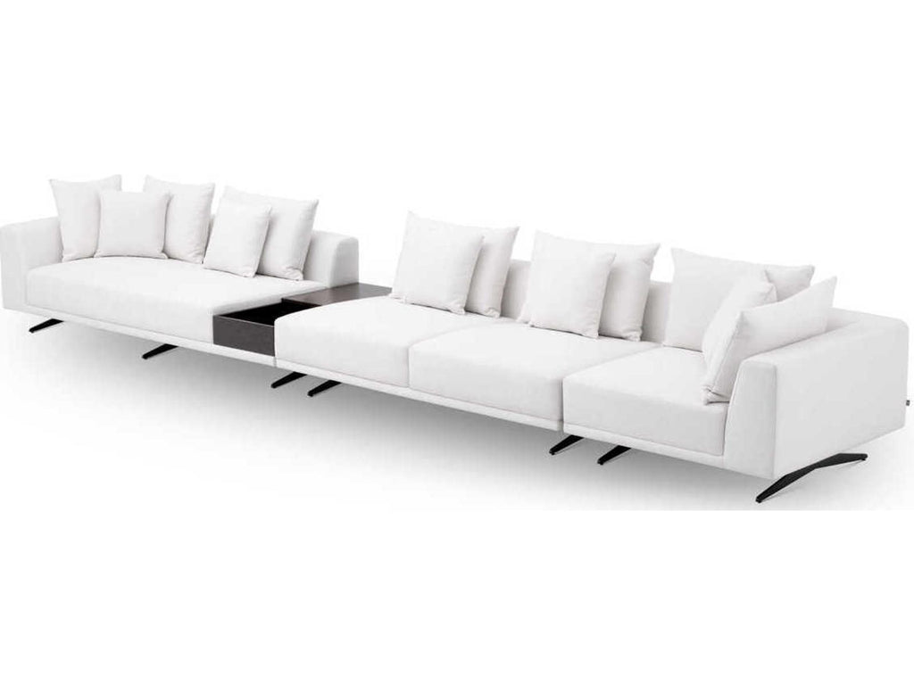 Endless Modular Upholstered Sectional Sofa in Avalon White with Black Legs