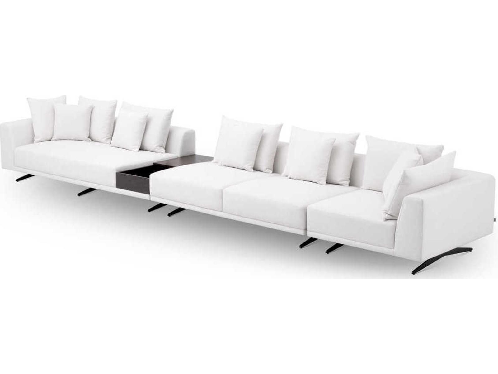 Endless Modular Upholstered Sectional Sofa in Avalon White with Black Legs