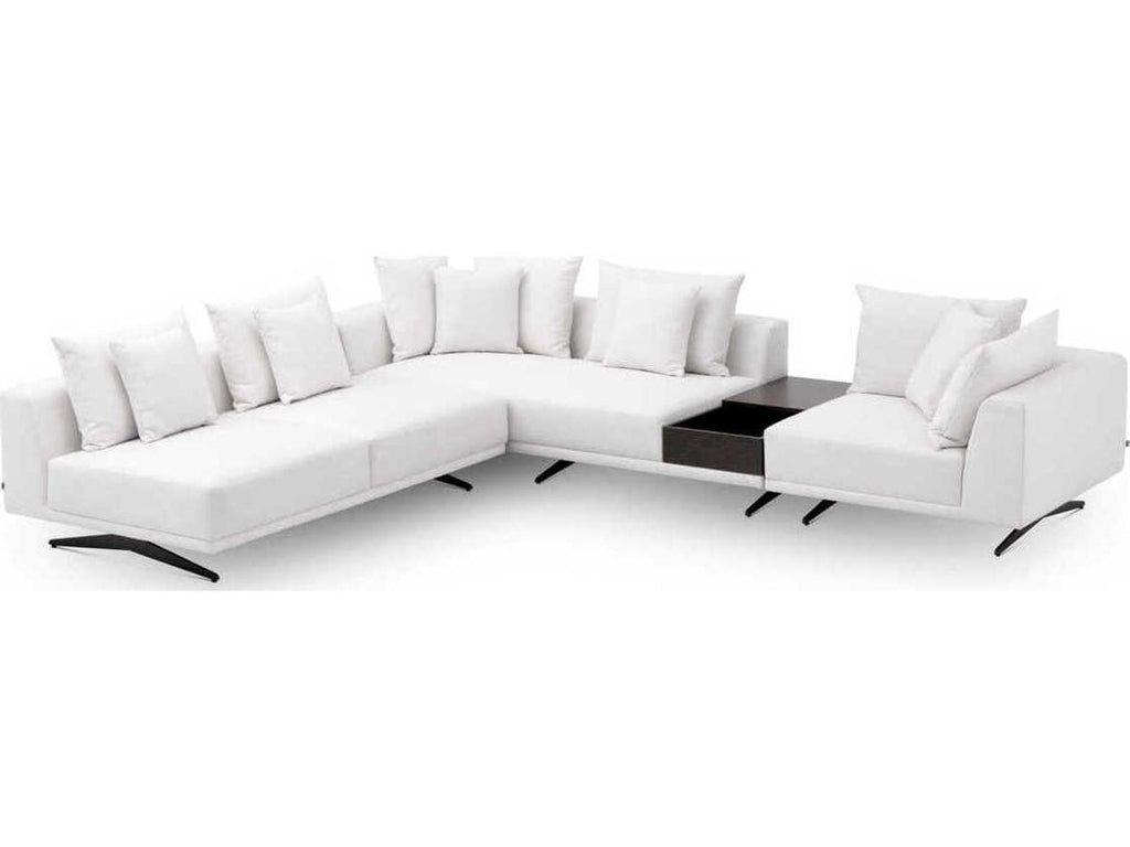 Endless Modular Upholstered Sectional Sofa in Avalon White with Black Legs