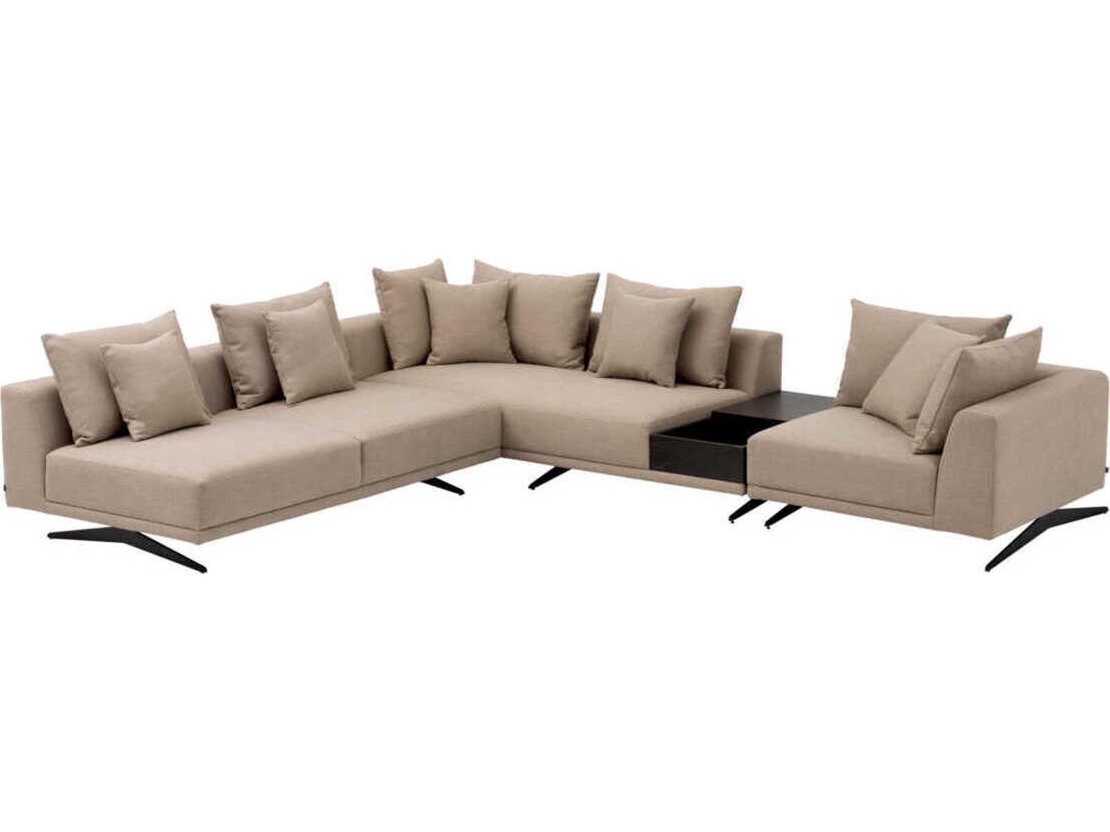 Endless 4-Piece Modular Sectional Sofa in Avalon Sand with In-Built Side Table