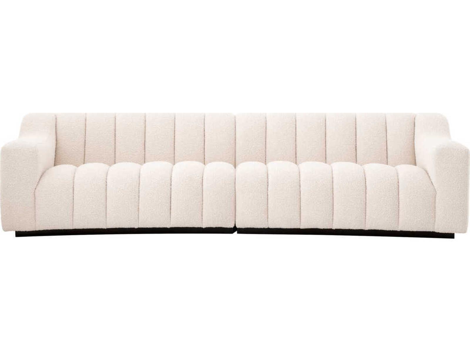 Kelly 3-Seat Boucle Fabric Sofa in Cream with Black Base