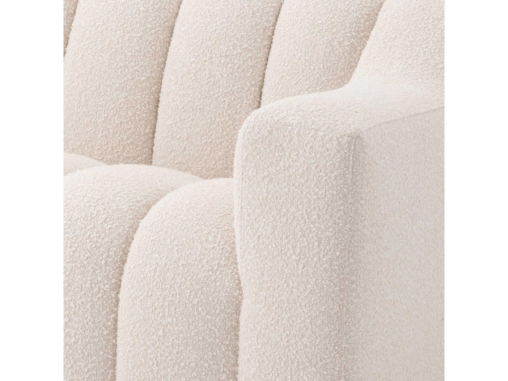 Kelly 3-Seat Boucle Fabric Sofa in Cream with Black Base