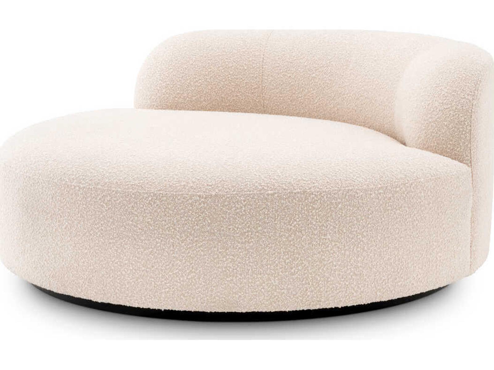 Bjorn Round Boucle Cream Sofa with Black Base