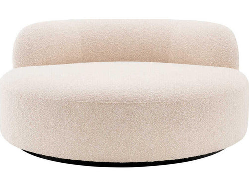 Bjorn Round Boucle Cream Sofa with Black Base