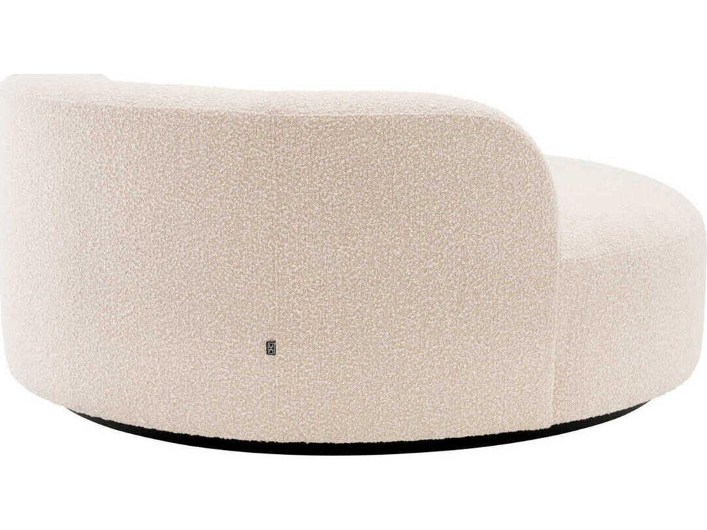 Bjorn Round Boucle Cream Sofa with Black Base