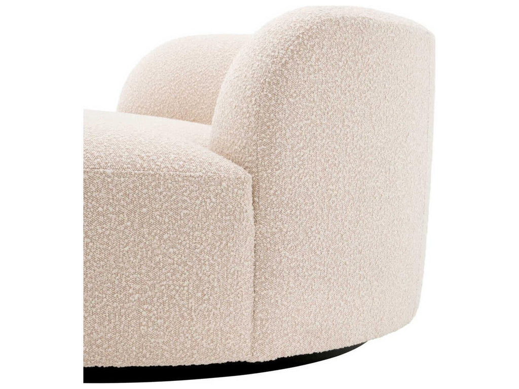 Bjorn Round Boucle Cream Sofa with Black Base