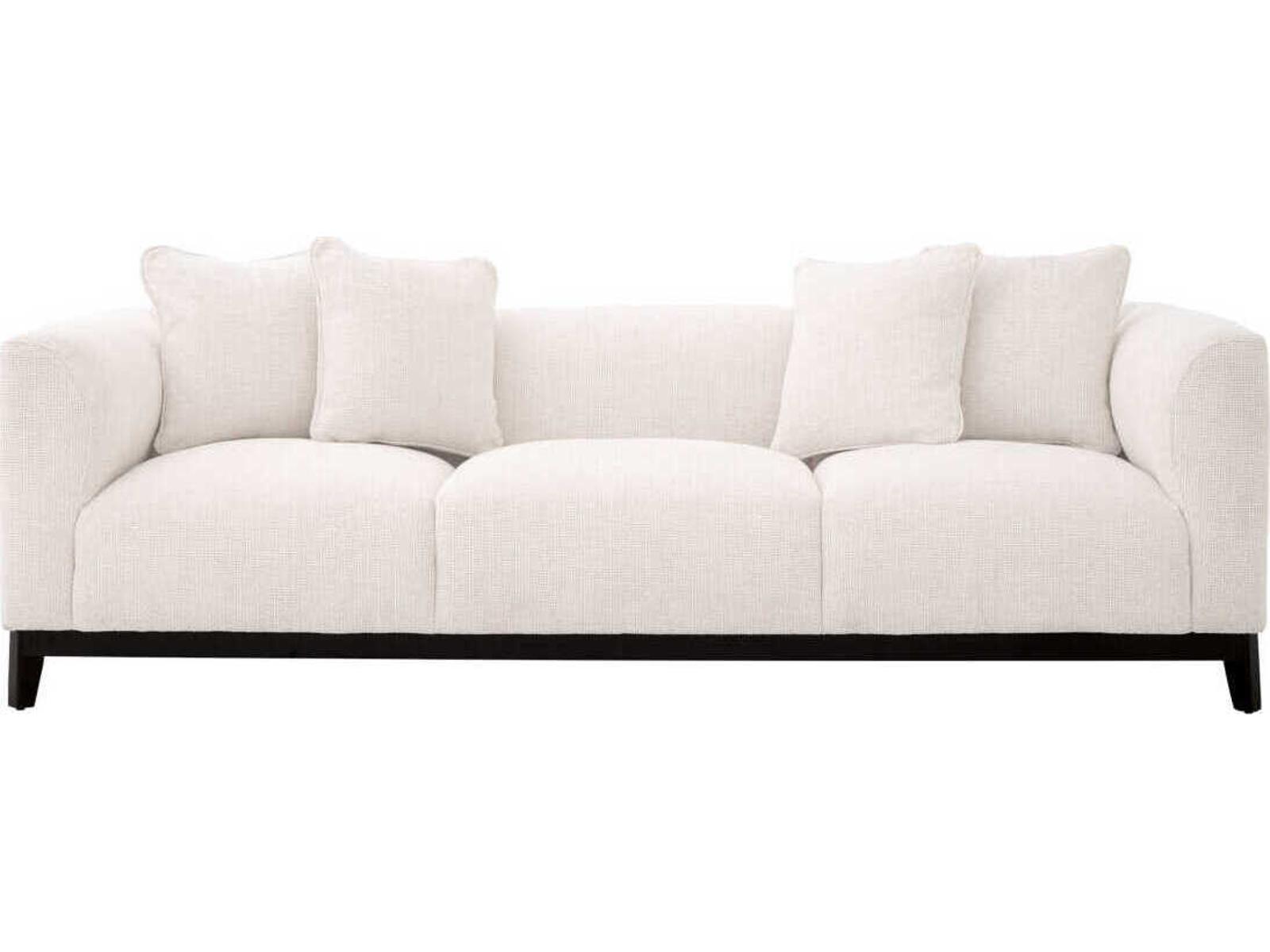 Corso 3-Seat Upholstered Sofa in Lyssa Off-White Fabric with Black Base