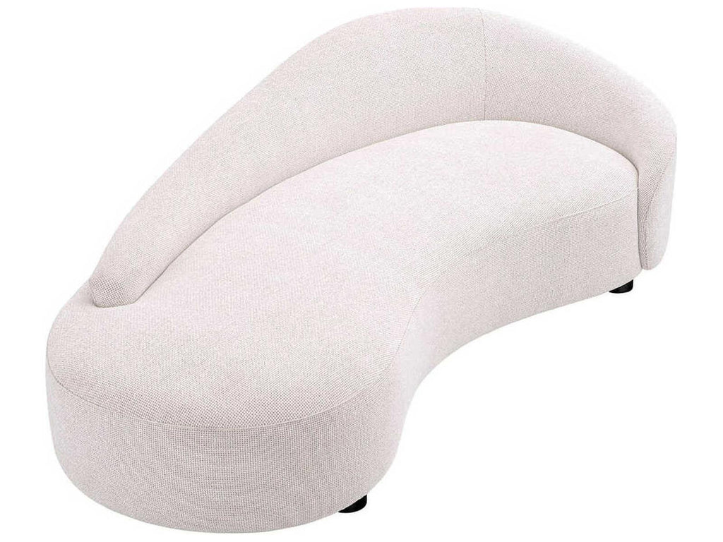 Rivolo Curved Sofa in Lyssa Off-White Fabric with Black Feet