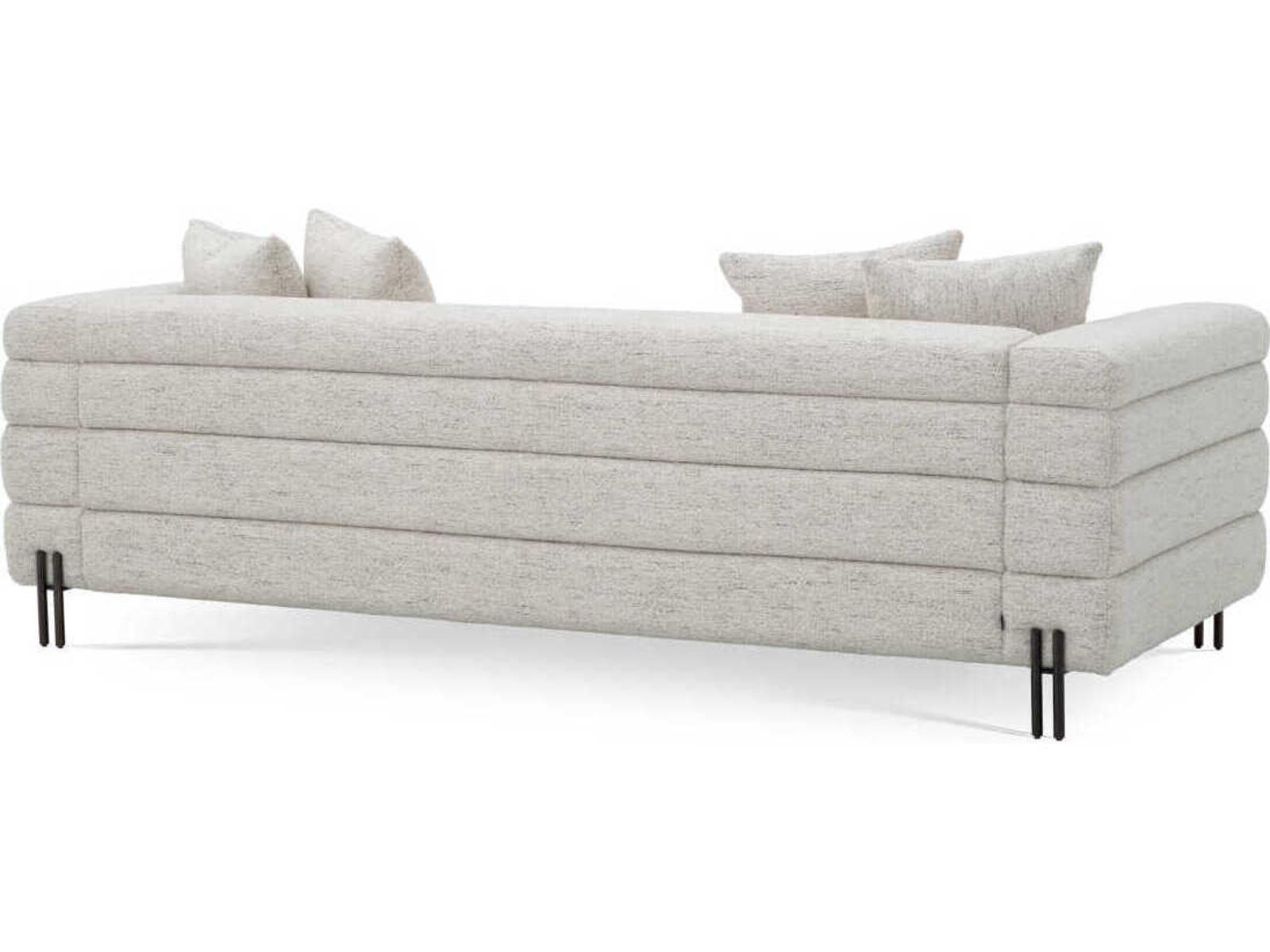 York 3-Seat Upholstered Sofa in Mademoiselle Beige with Brushed Brass Legs