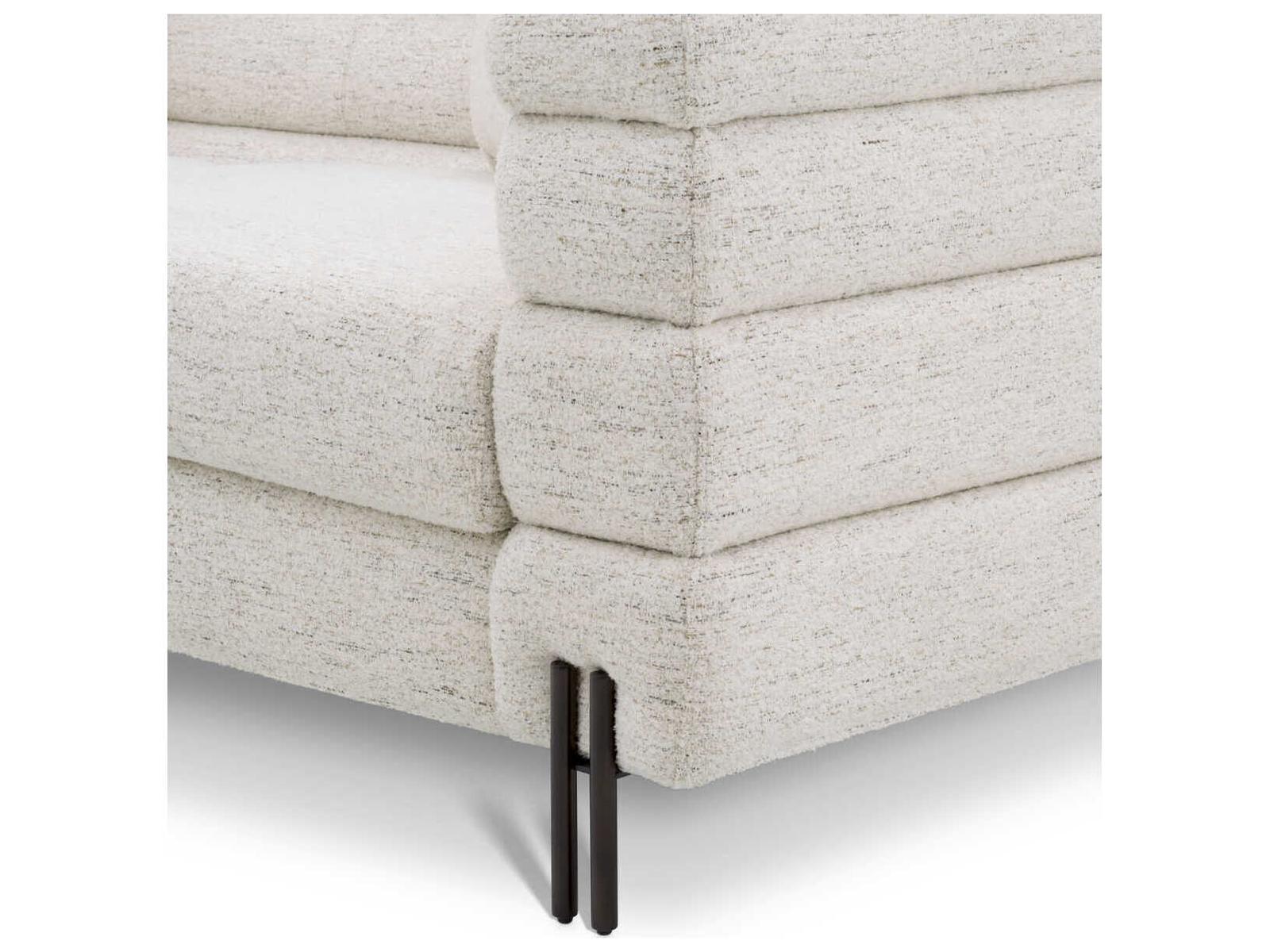 York 3-Seat Upholstered Sofa in Mademoiselle Beige with Brushed Brass Legs