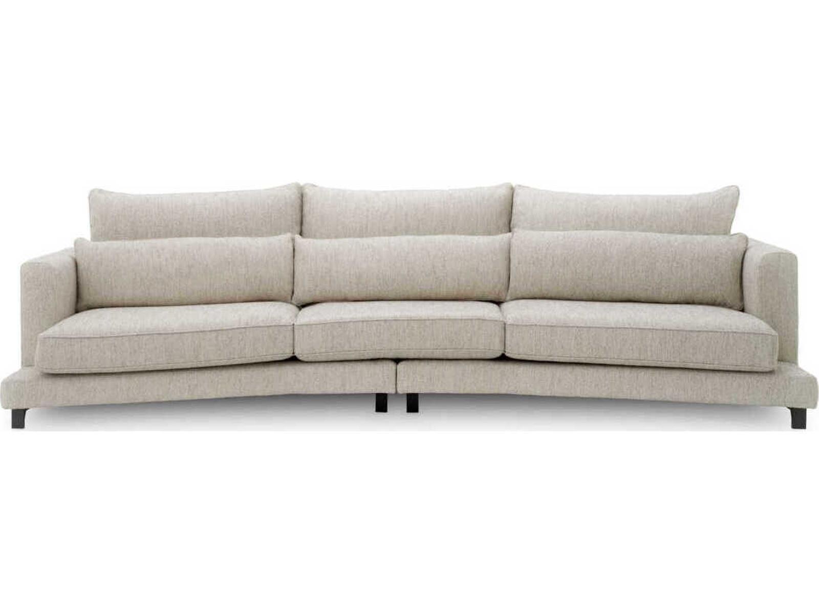 Savarana Splendor 3-Seat Upholstered Sofa in Light Grey with Black Feet