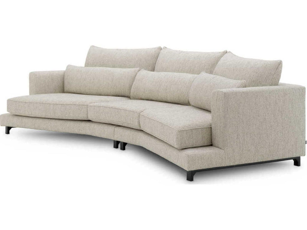 Savarana Splendor 3-Seat Upholstered Sofa in Light Grey with Black Feet