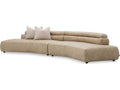 Marvella 4-Seat Valente Beige Faux Leather and Renato Ecru Fabric Sofa