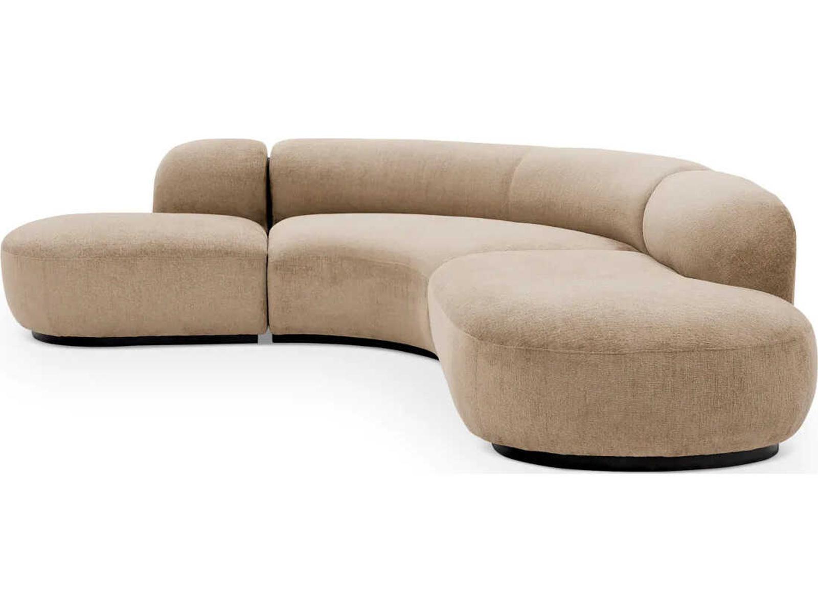 Bjorn 2-Piece Upholstered Curved Sectional Sofa in Stratfort Sand