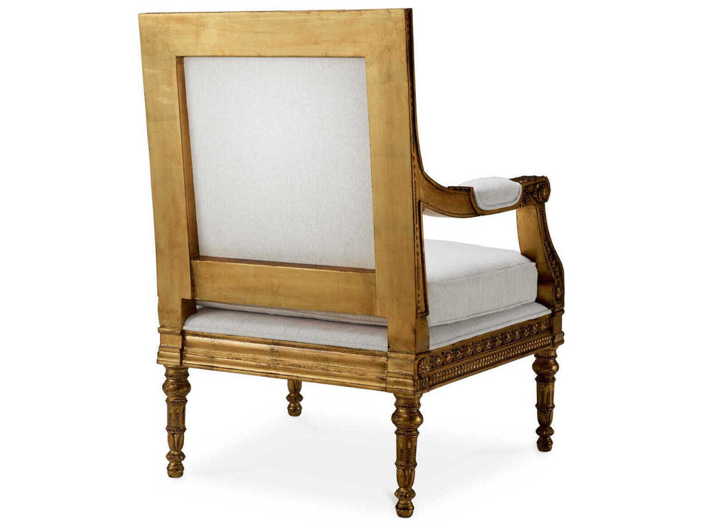 Chair Louis Upholstered Dining Armchair in Sentier Cream and Antique Gold