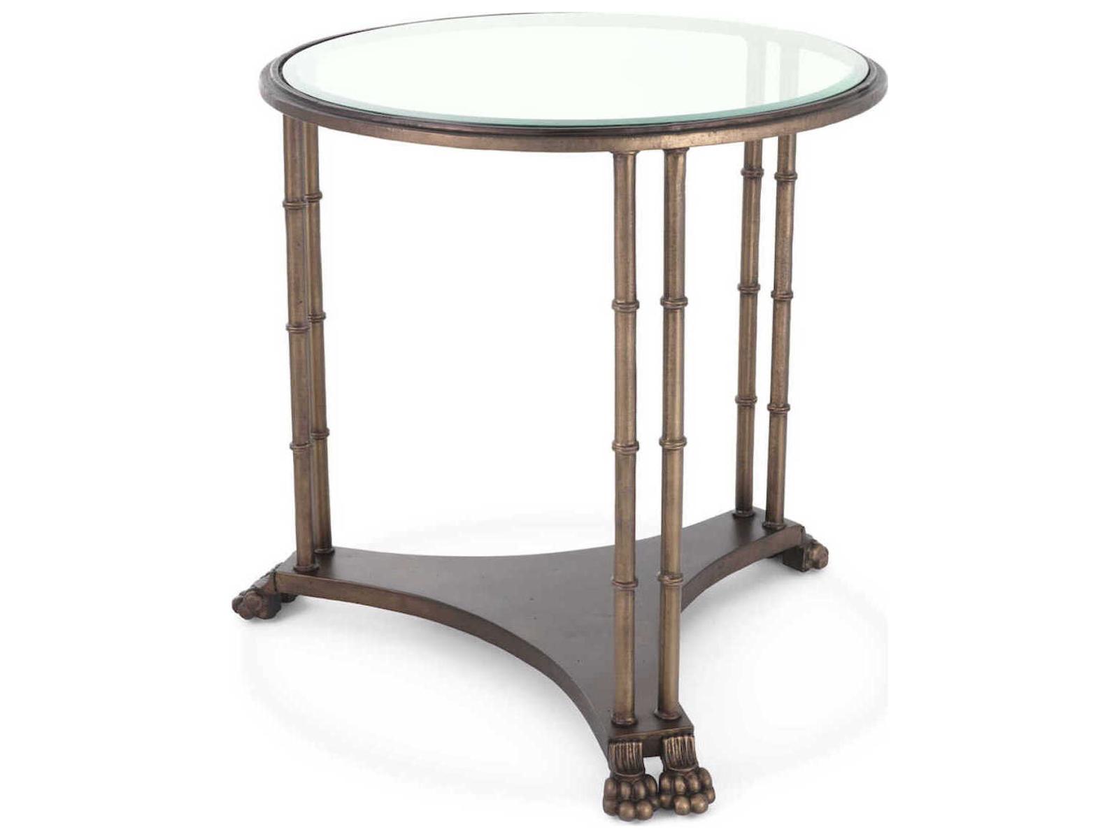 Lioness Round End Table in Bronze with Bevelled Glass