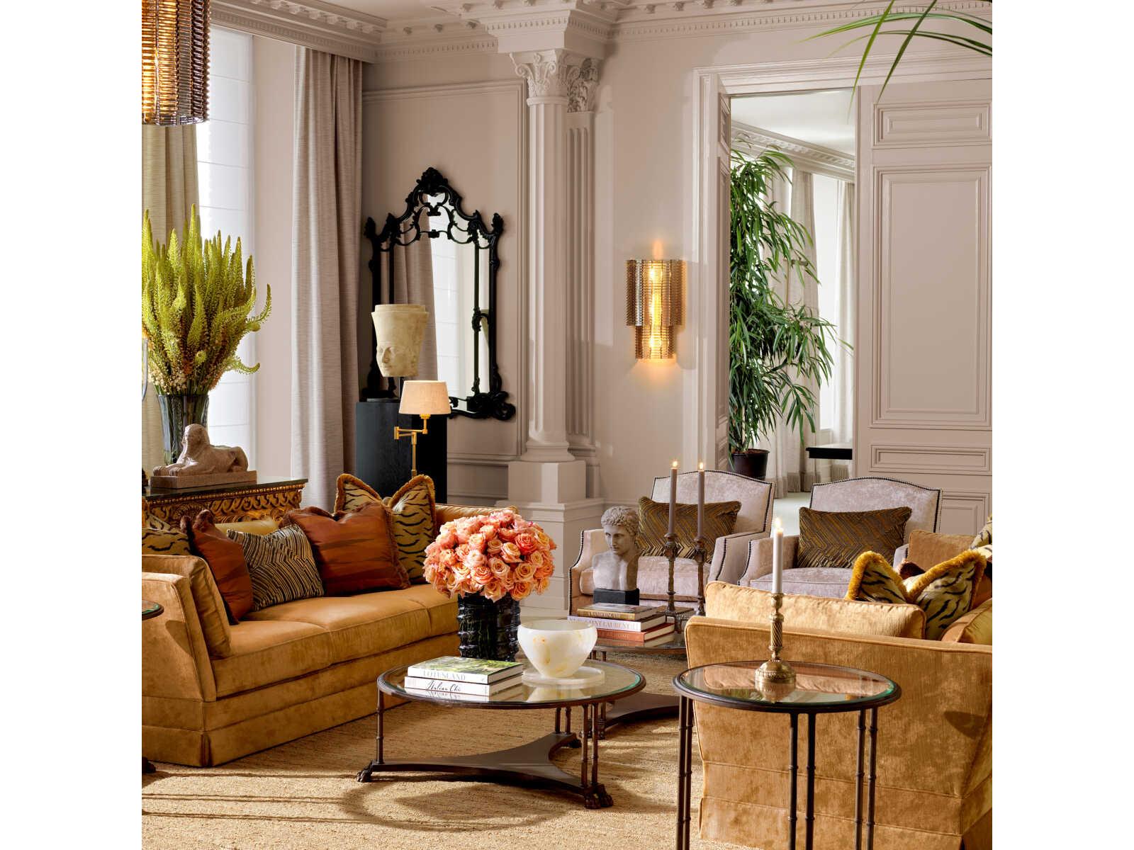 Lioness Round End Table in Bronze with Bevelled Glass