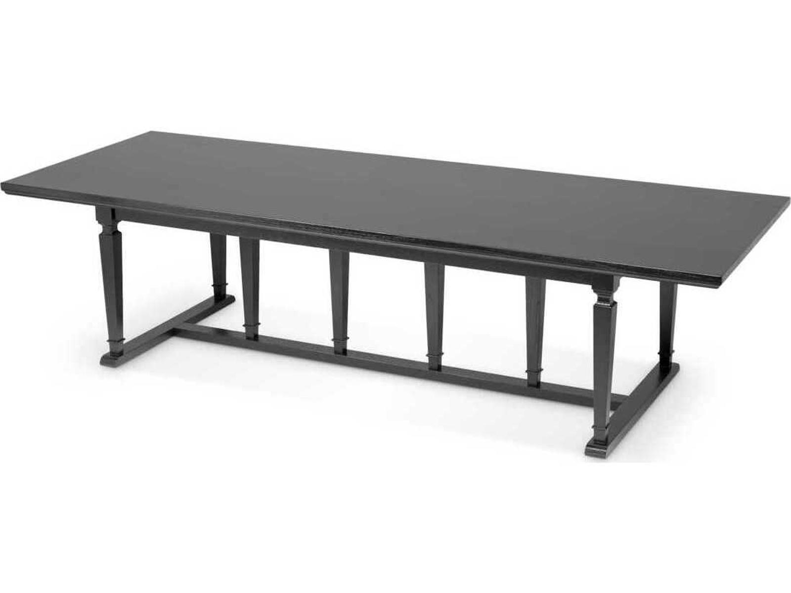 Americana 118-Inch Rectangle Dining Table in Black Veneer Open Grain