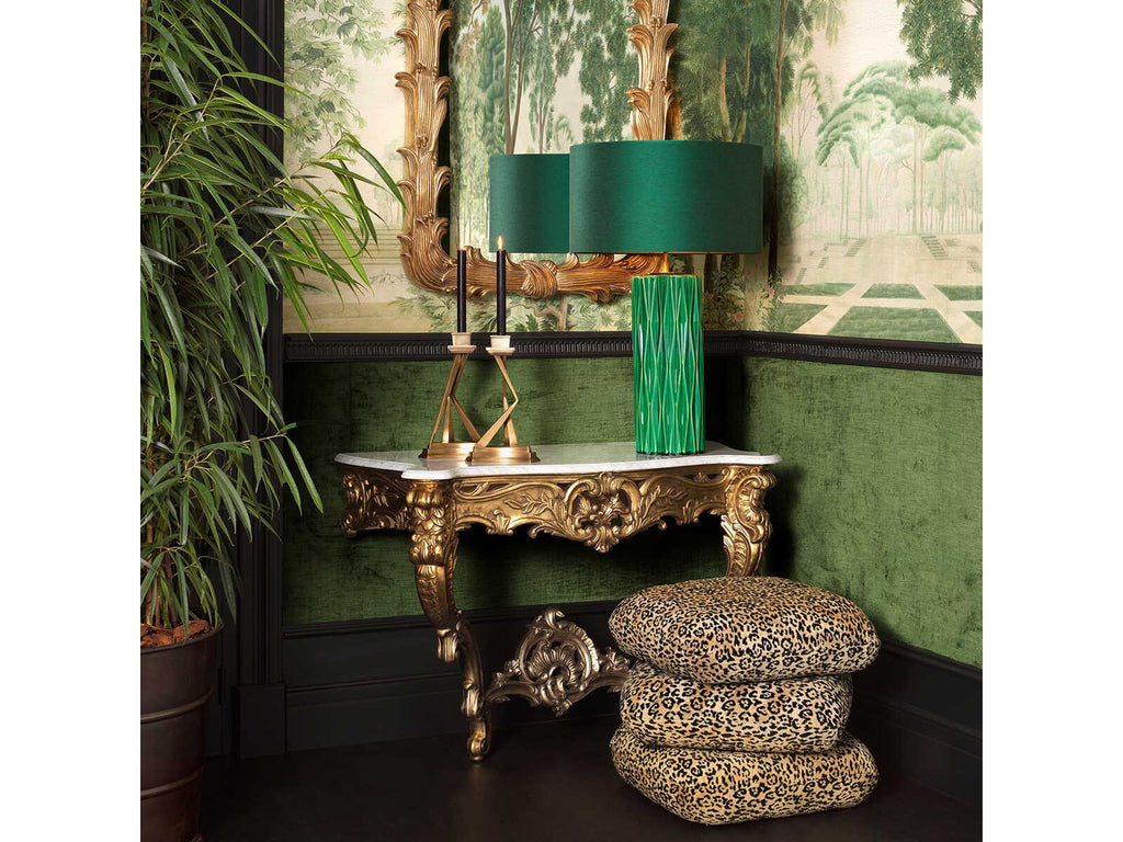 Rococo Rectangular Console Table with Antique Gold Finish and White Marble