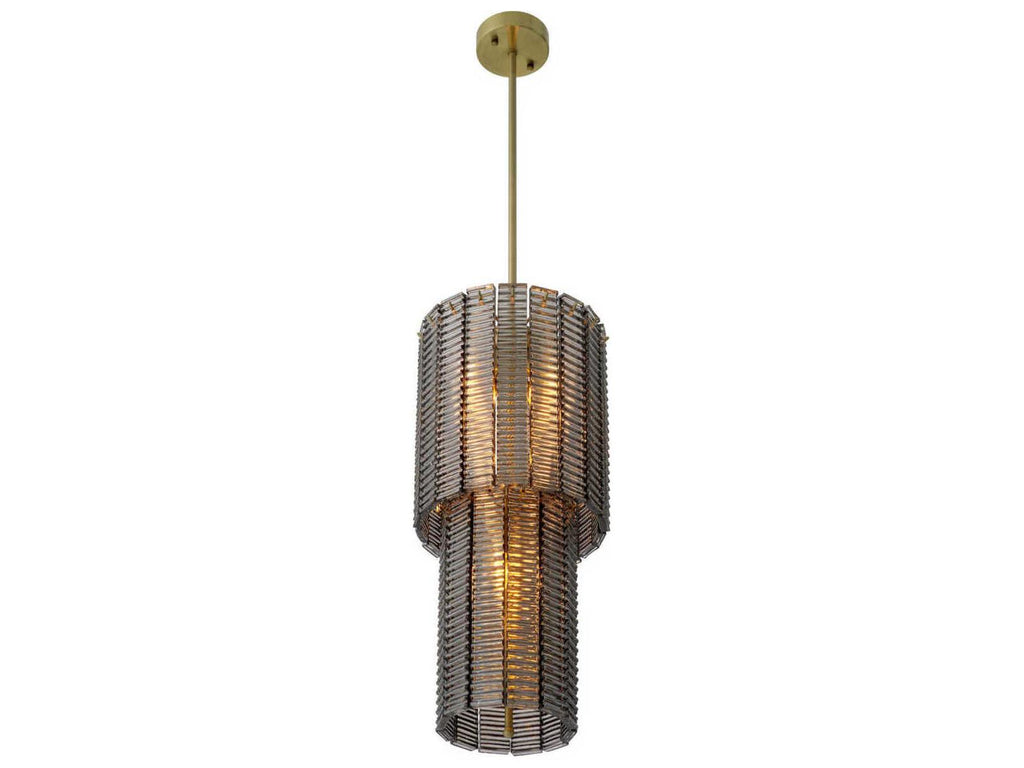 Eichholtz 6-Light Imperial Chandelier in Brushed Brass and Smoke Glass