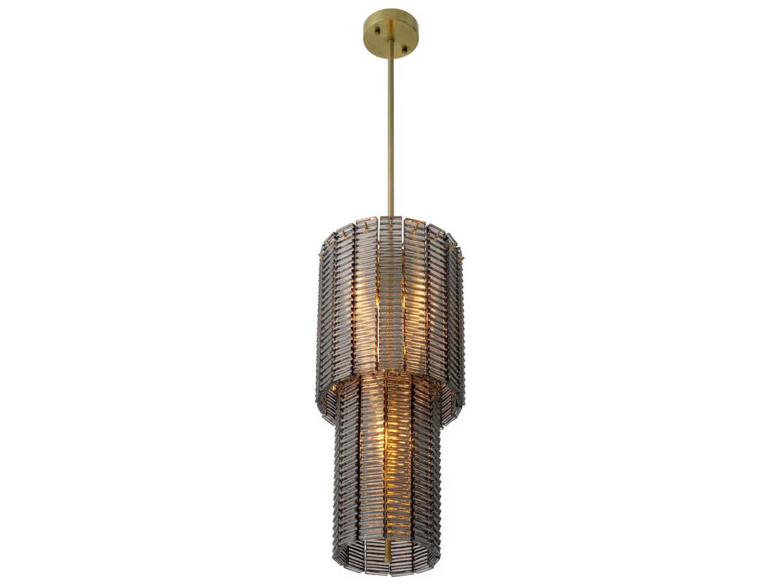 Eichholtz 6-Light Imperial Chandelier in Brushed Brass and Smoke Glass