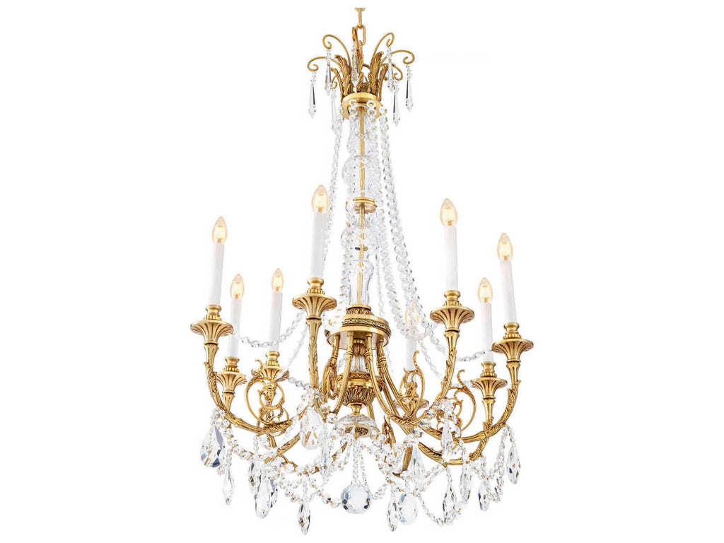 Eichholtz Duvaux 8-Light Traditional Crystal Chandelier in Antique Gold