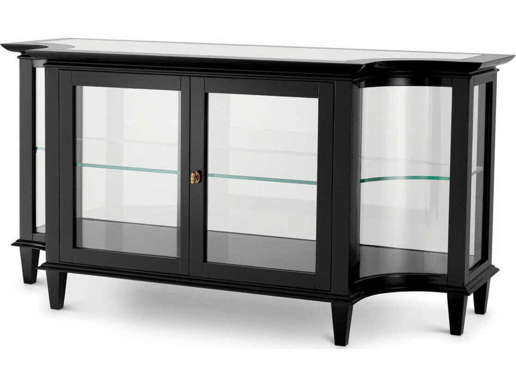 Gala Rectangular Black Console Table with Clear Glass Shelves