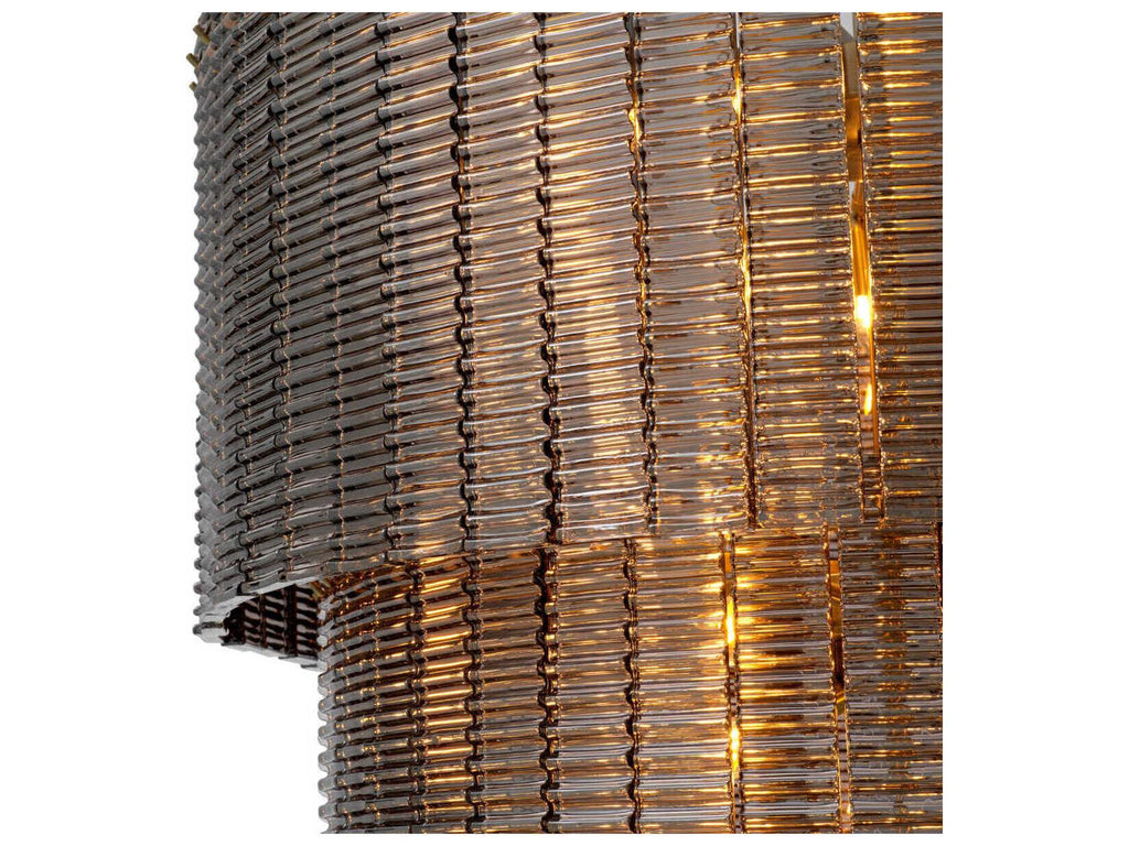 Eichholtz Imperial 21-Light Drum Tiered Chandelier in Brushed Brass and Smoke Glass