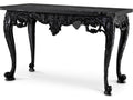Cadwalader Demilune Console Table with Black Marble and Black Finish
