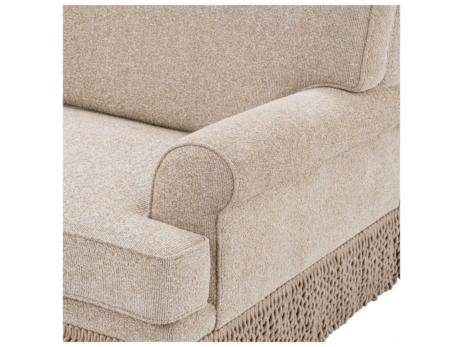 Madison Metropolitan Collection Palmer Beige Upholstered Sofa with Fringe