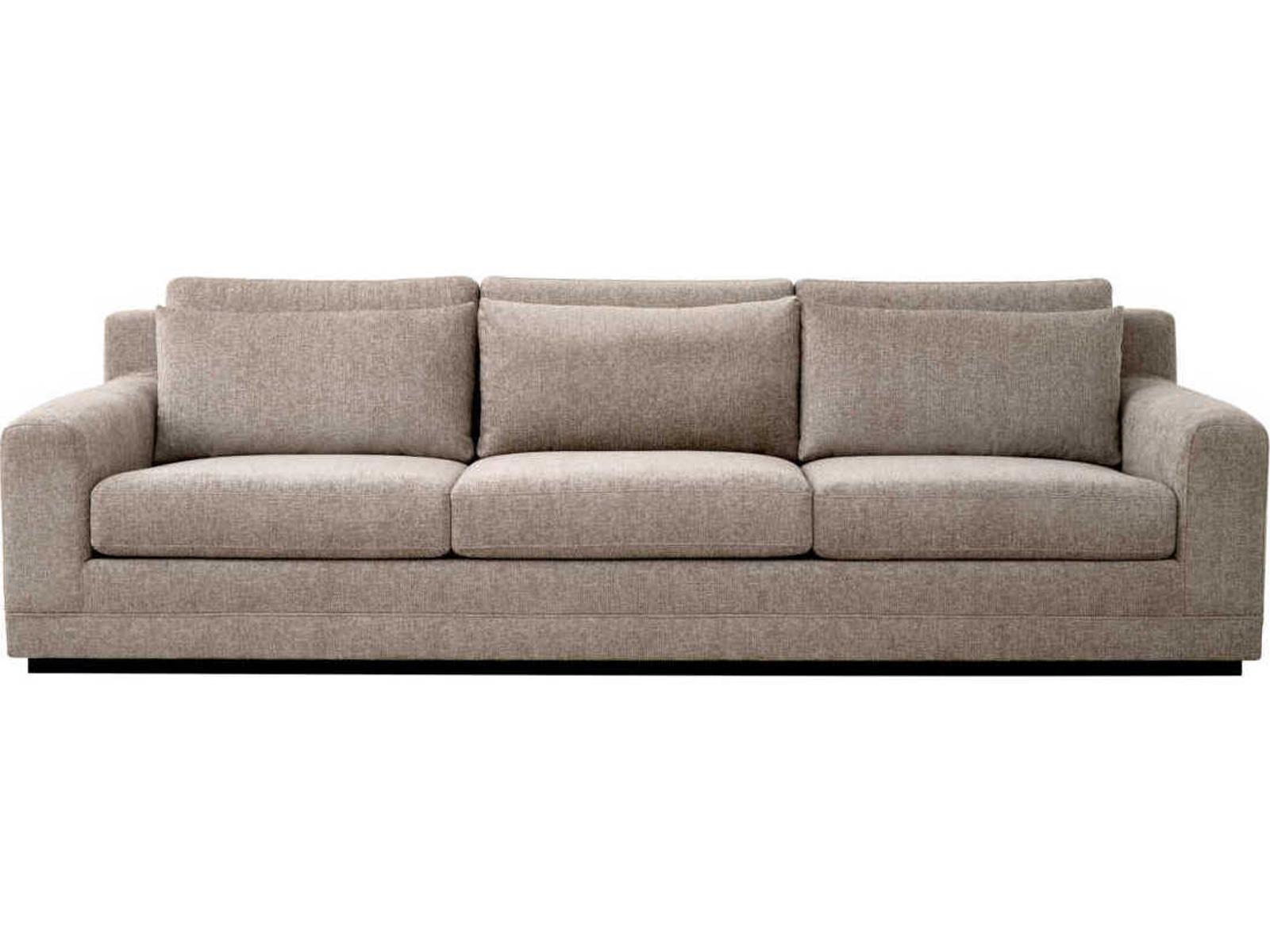 Manhattan 3-Seat Hunt Chenille Taupe Sofa with Black Base