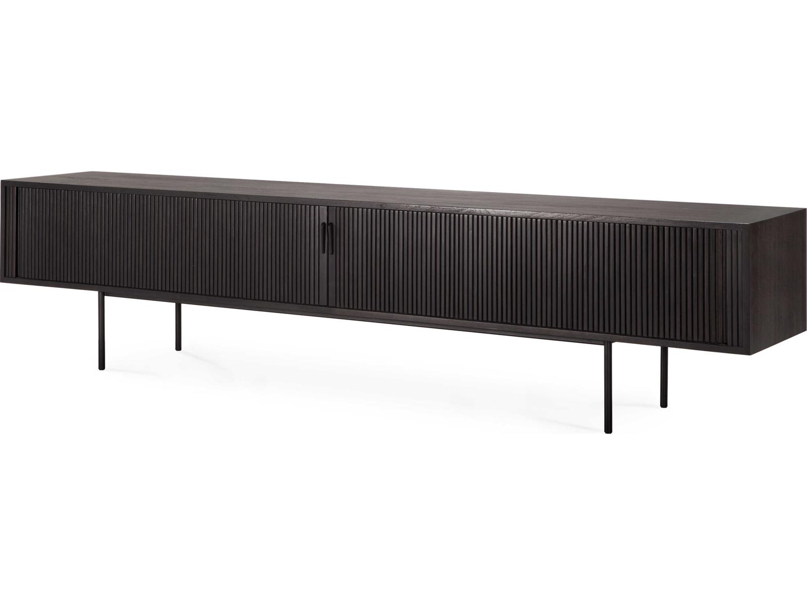 Roller Max Teak Black TV Cupboard with Sliding Doors and Drawer