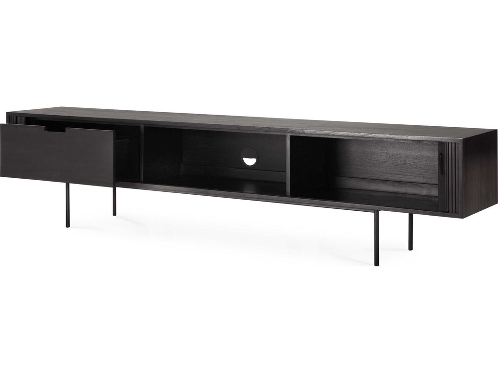 Roller Max Teak Black TV Cupboard with Sliding Doors and Drawer