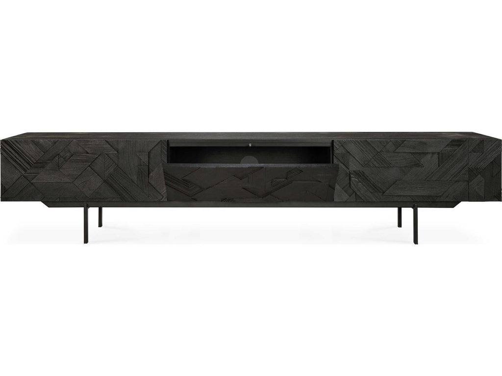 Graphic Teak Black Tv Cupboard