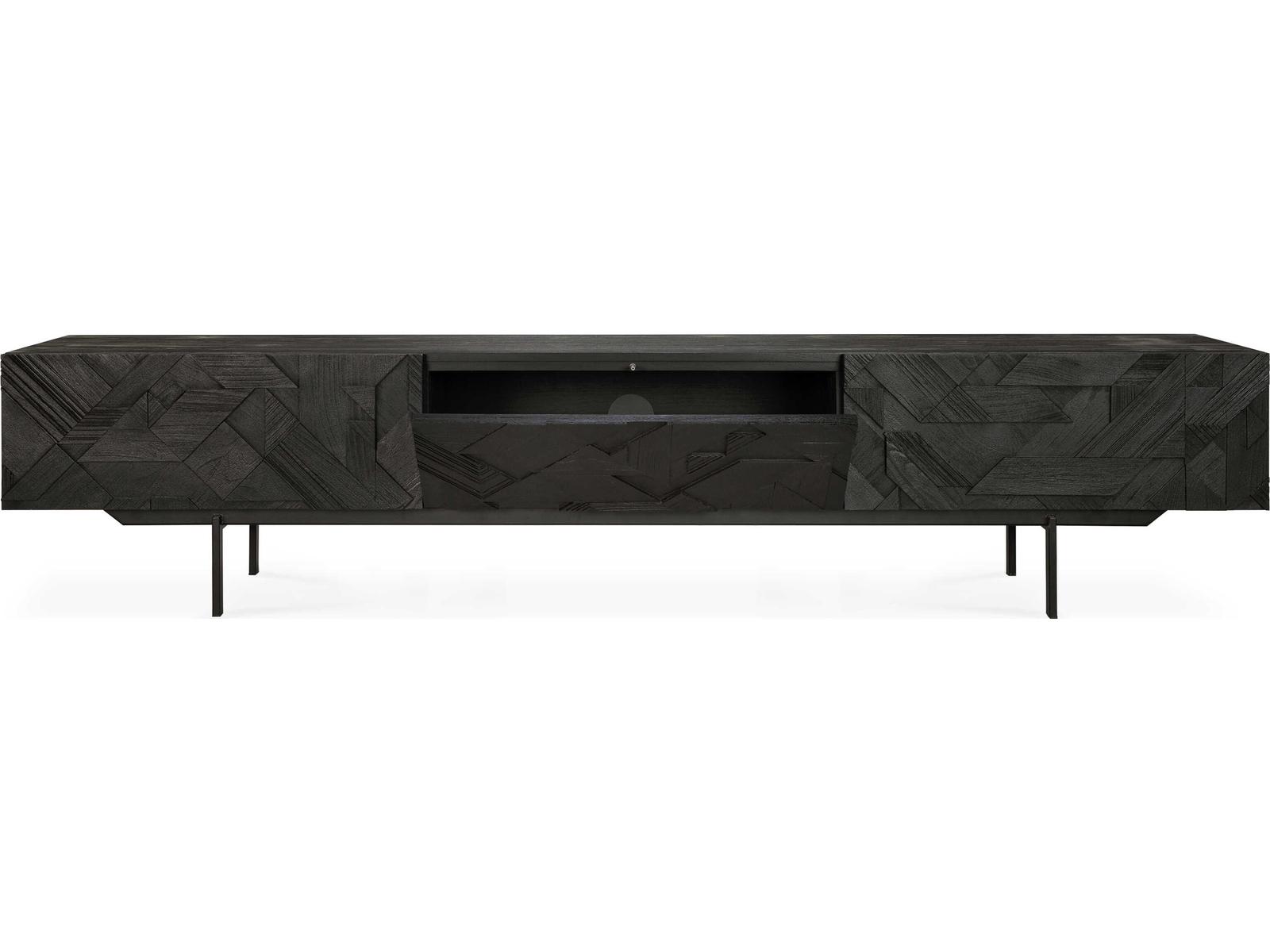 Graphic Teak Black Tv Cupboard