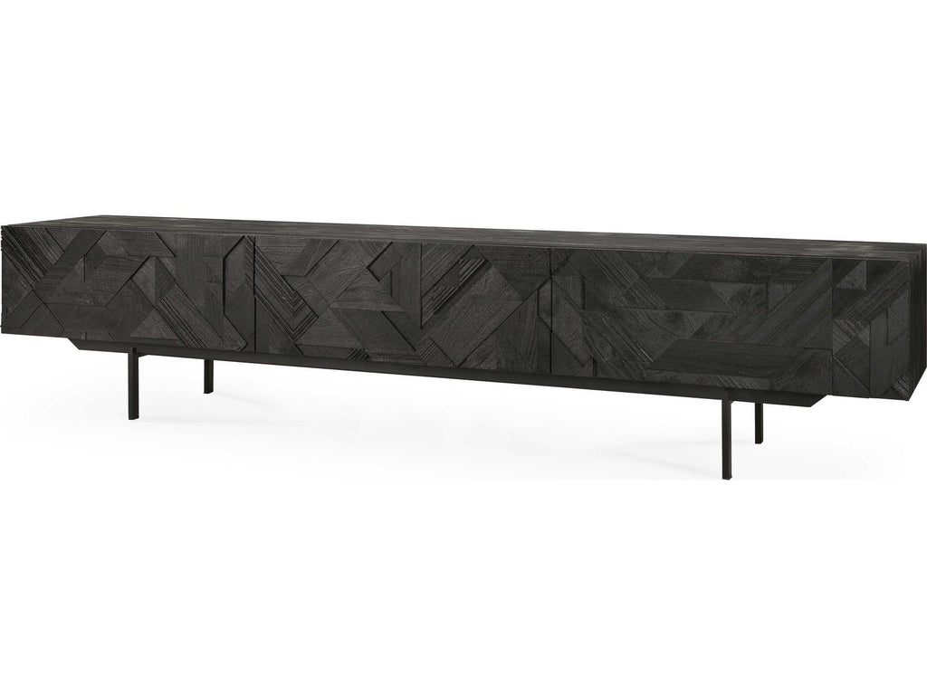 Graphic Teak Black Tv Cupboard
