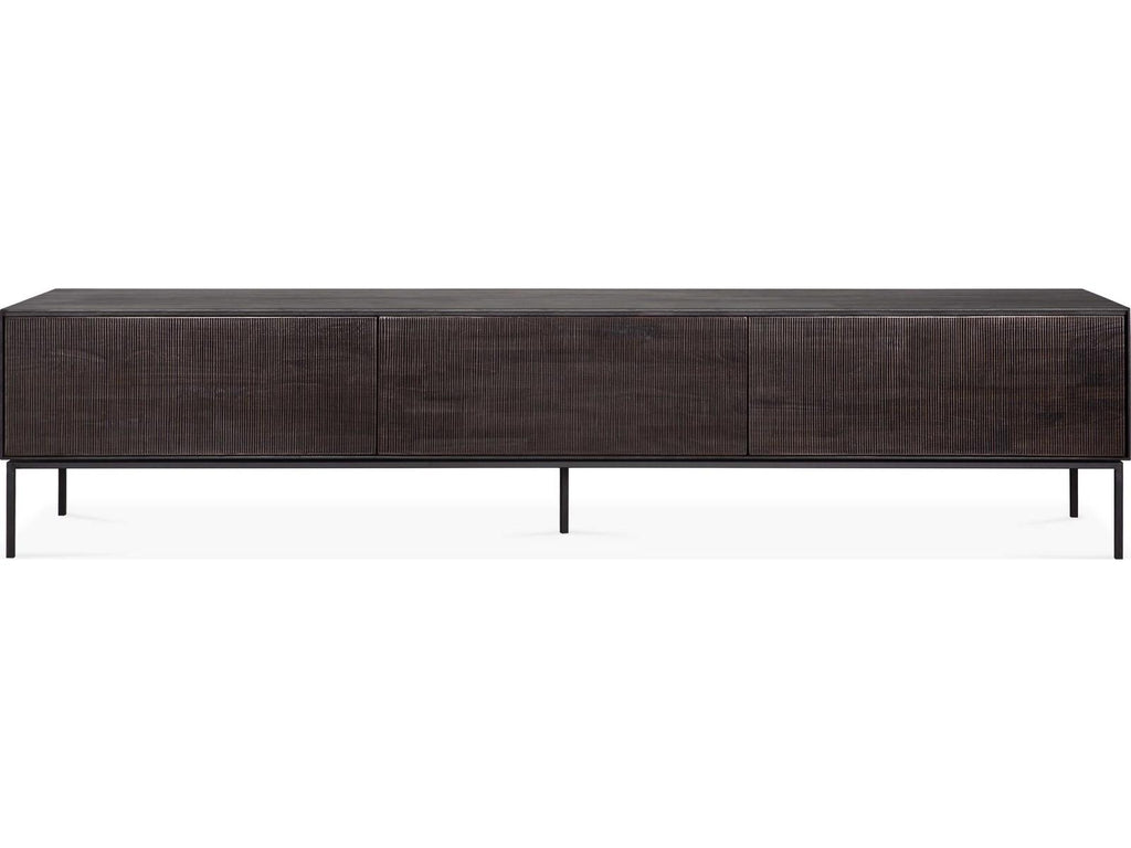 Grooves Teak Black Tv Cupboard