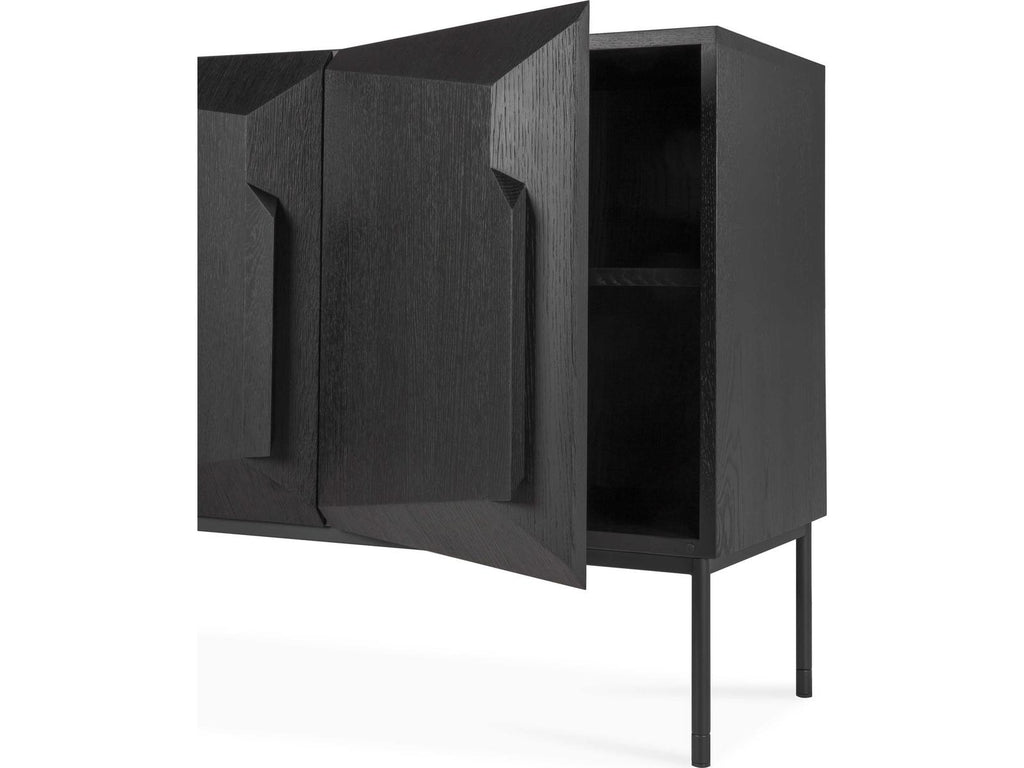 Stairs 4-Door Oak Black Sideboard with Metal Legs