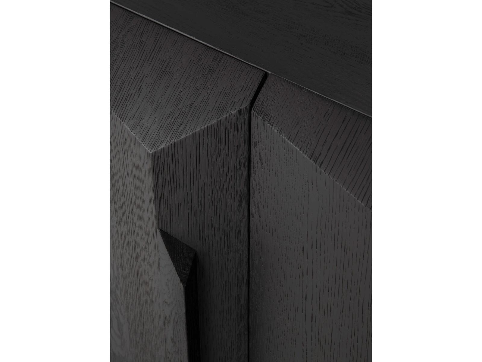Stairs 4-Door Oak Black Sideboard with Metal Legs