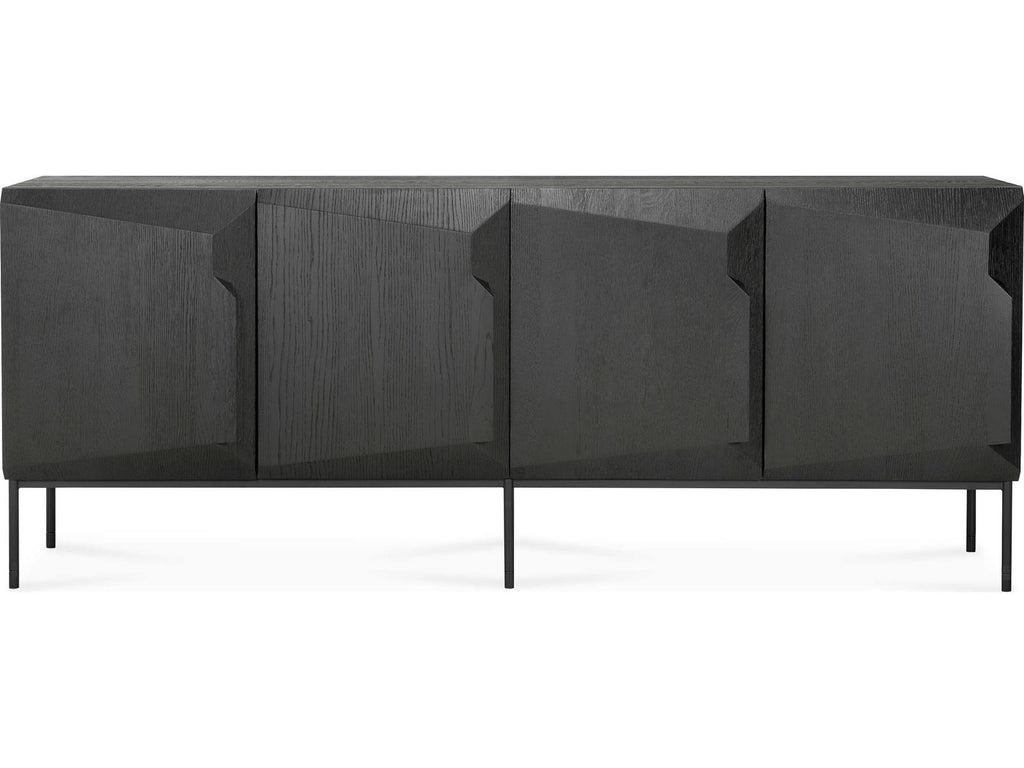Stairs 4-Door Oak Black Sideboard with Metal Legs