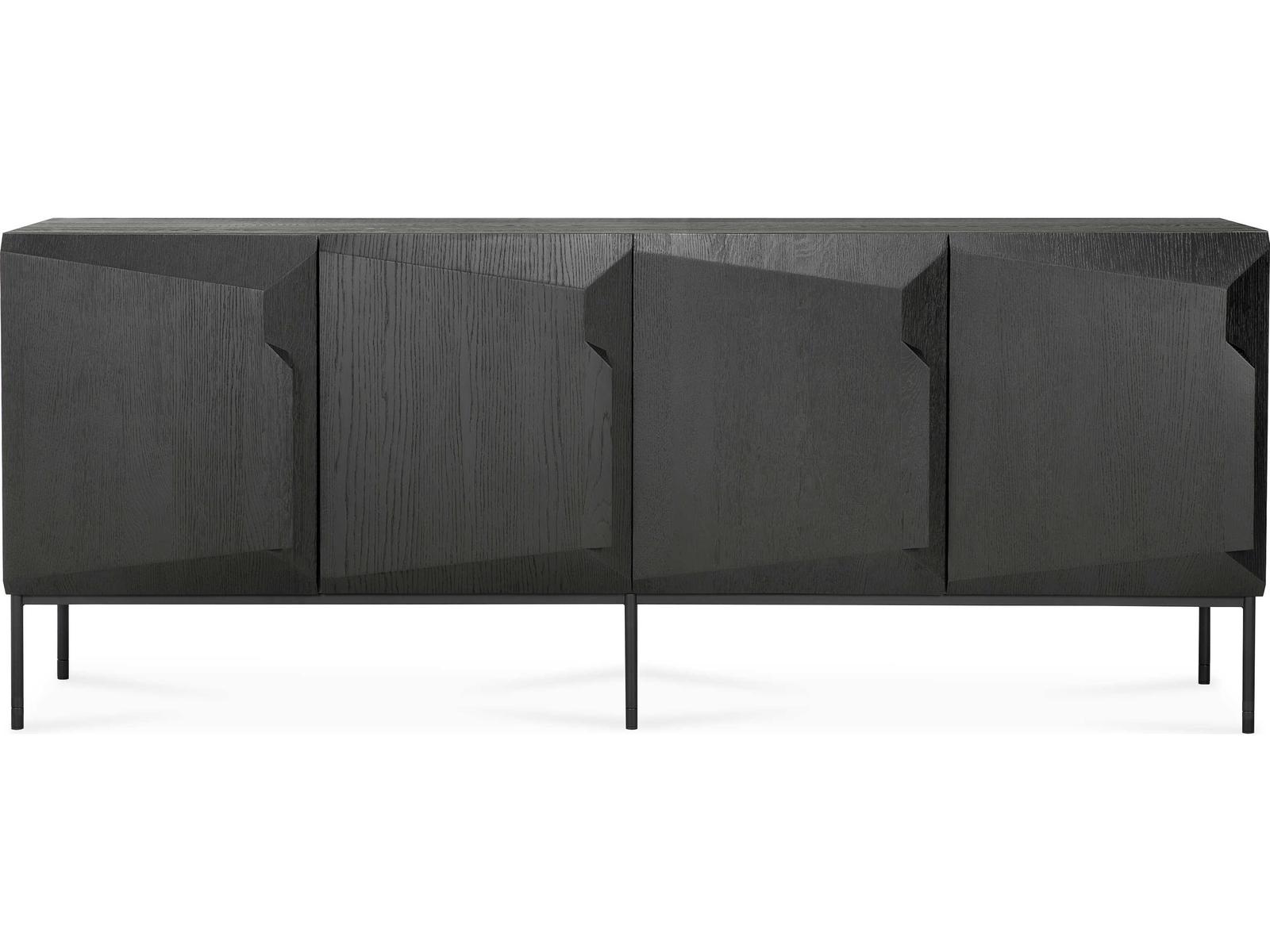 Stairs 4-Door Oak Black Sideboard with Metal Legs